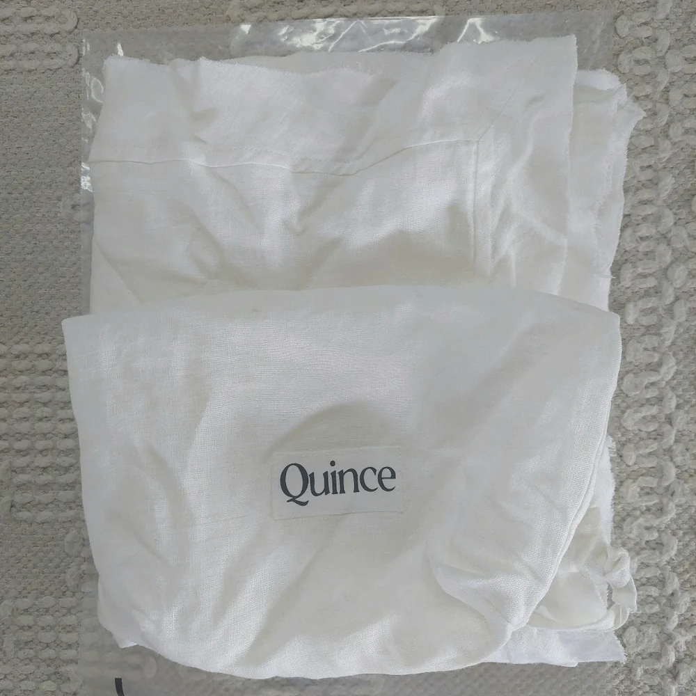 Quince Linen White Flange Standard Shams! Set Of 2 (N34) - Picture 4 of 11